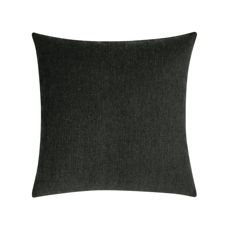 Luxe Velour Charcoal Square Performance Pillow Cover & Insert