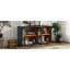 Grande armoire de rangement arquée avec rangement, 4 portes avec panneaux de verre et tablettes réglables, polyvalente pour la cuisine, le salon et la salle à manger-423212604