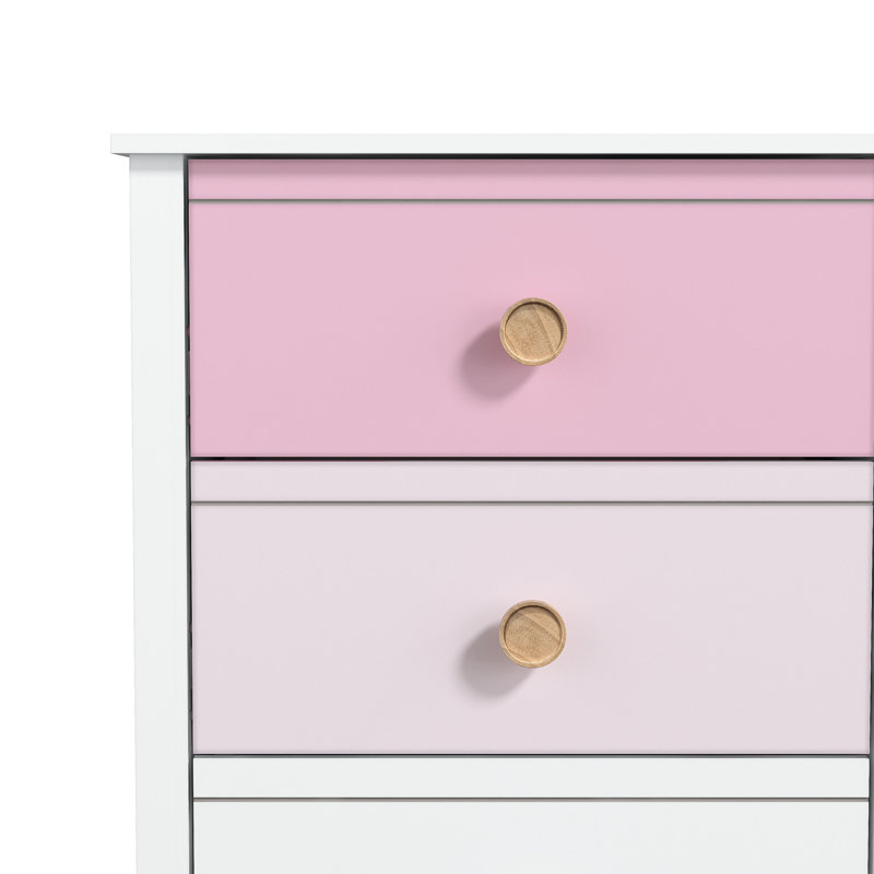 Closter Contemporary 3 Pieces Bedroom Set, Ensemble de trois pièces : commode, deux tables d, Blanc / Rose