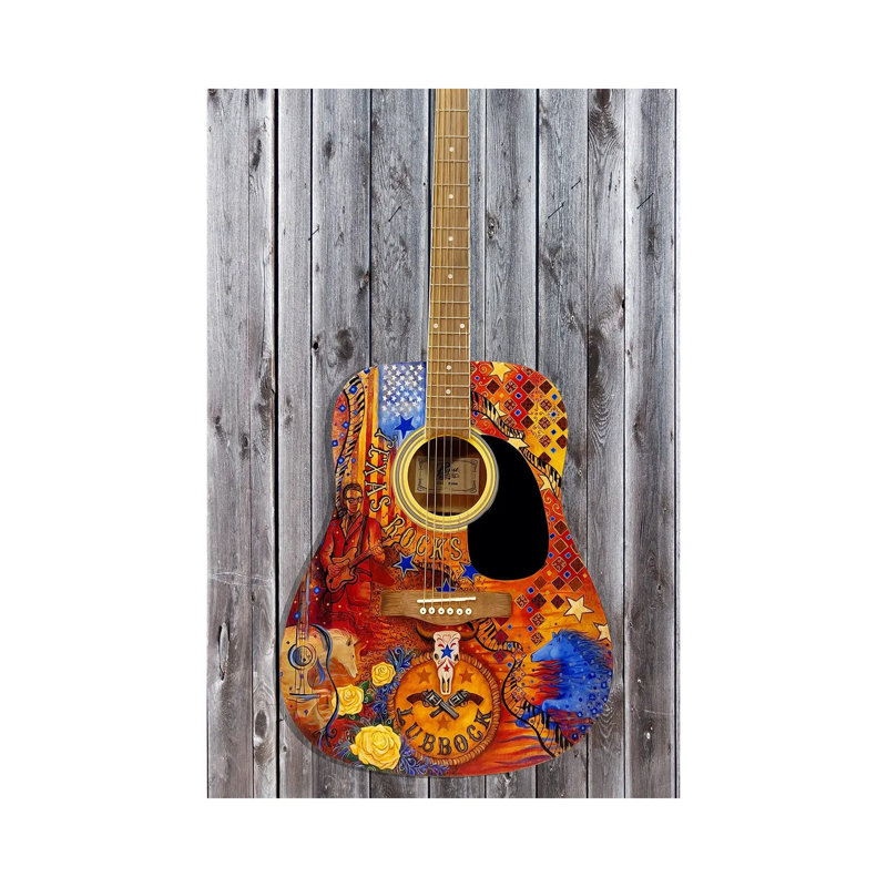 Guitare du Texas Rocks Flag_1PC6, H 18 po x l 12 po, Sans cadre, toile