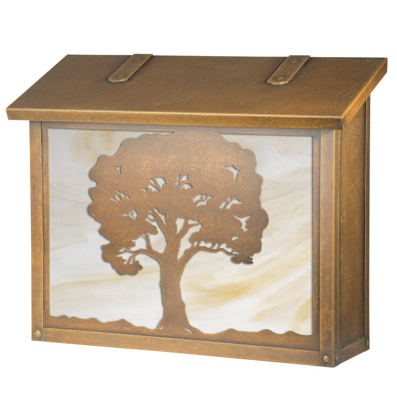 Boîte aux lettres murale chêne tree, Blanc vaporeux, Laiton chaleureux