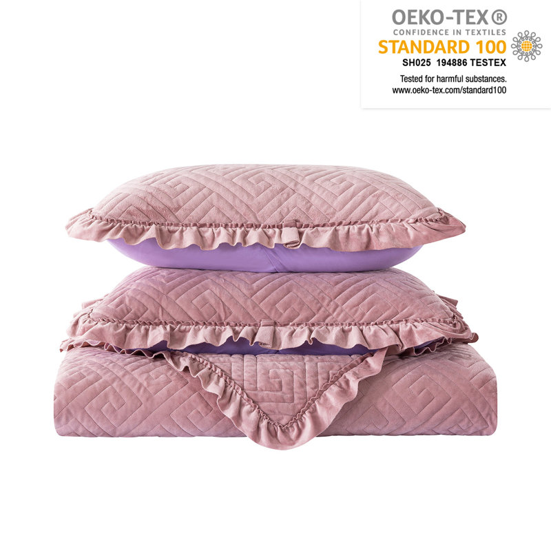 Modern & Contemporary Quilt, Queen Quilt + 2 Queen Shams, Rose