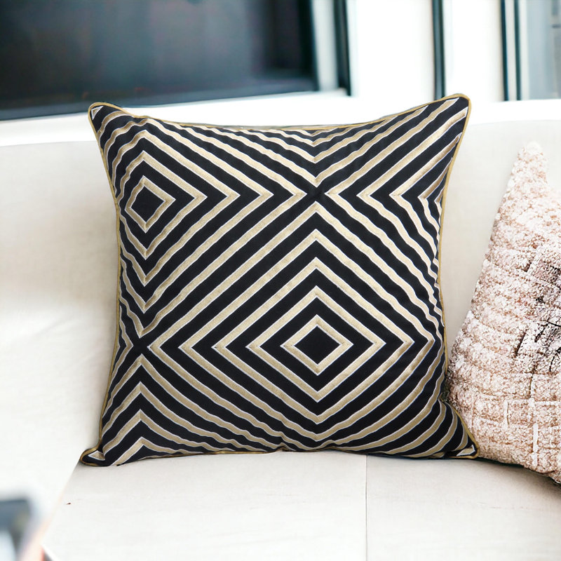 Embroidered Reversible Pillow Cover