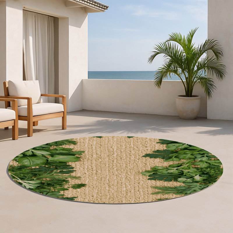 Tapis vert d'intérieur et d'extérieur Botanical, Rond 5 pi