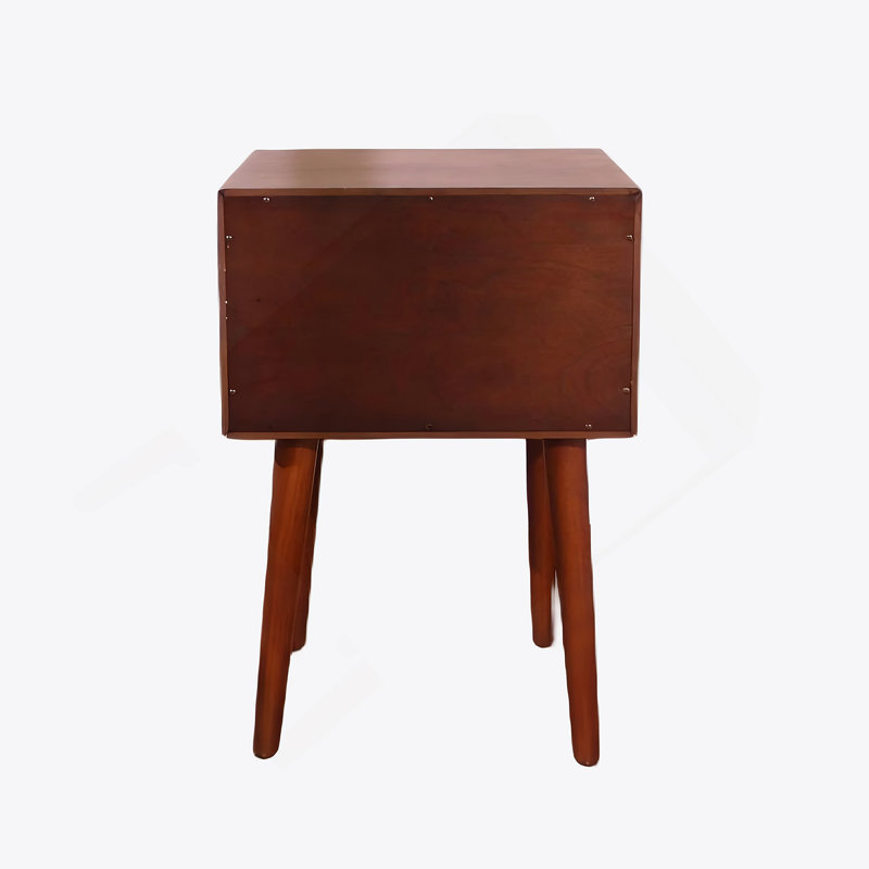 Table de chevet avec 2 tiroirs, petite table d'appoint avec rangement, Noyer