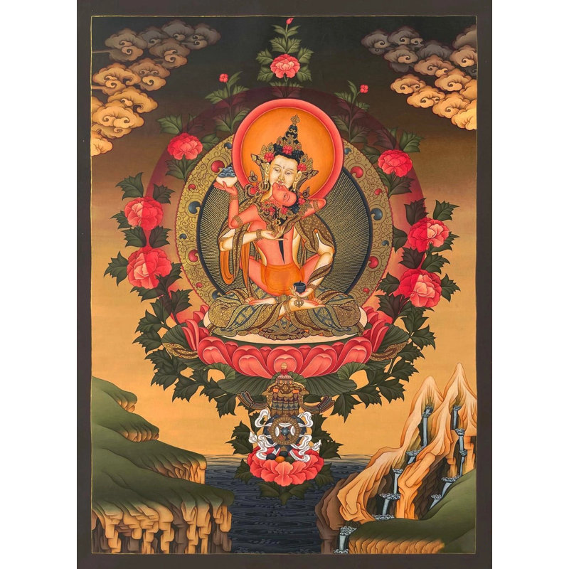 Vajrasattva Yab Yum Thangka (Brocadeless Thangka)