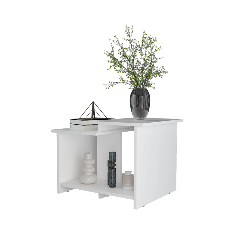 Table basse blanche avec rangement ouvert, Blanc