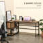 Bureau d'ordinateur en L avec tablettes de rangement, 2 Dawers et structure en acier industriel