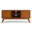 Meuble télé moderne en bois massif de style Mid-Century Draper de 60 po de large avec deux bibliothèques de 22 po de large en brun teck (ensemble de 3)