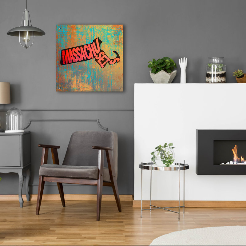  «Massachusetts» par Art Licensing Studio, art mural en verre acrylique, 24 po x 24 po, H 24 po x l 24 po