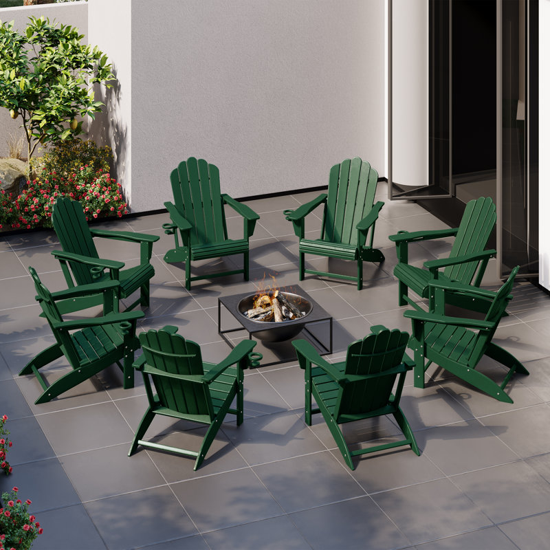 Outdoor Poly Adirondack Chair (Set Of 8), Green