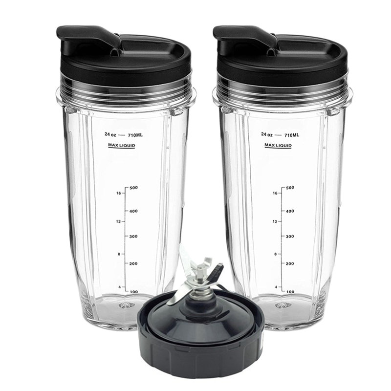 Blender Replacement Parts for Ninja 24oz Cups with Lids 7 Fins Extractor Blade Set