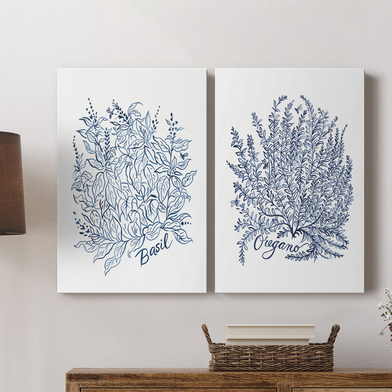 Croquis de jardin d'été Herb I - Toile tendue avec châssis de qualité supérieure - Prêt à être accroché, H 27 po x l 18 po
