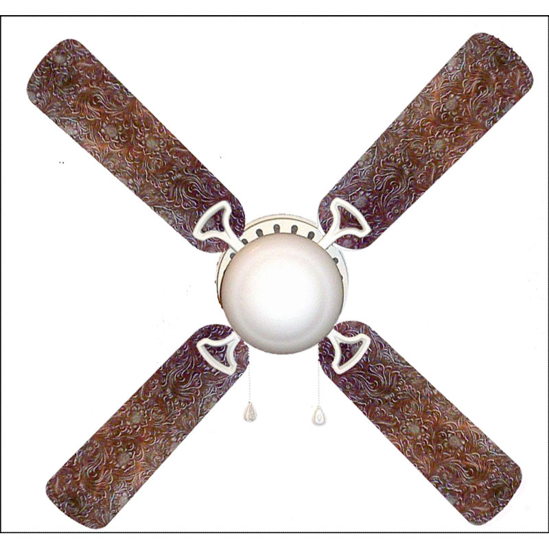 Ventilateur de plafond à 4 pales 42 po avec chaînette et ensemble d’éclairage inclus Sansone, Brun