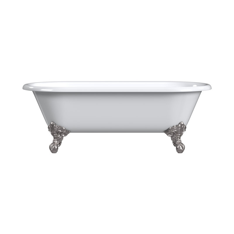 68'' L Soaking Bathtub, Polished Nickel, White Interior with White Exterior