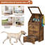 Station d'alimentation pour chien avec 2 bols surélevés en acier inoxydable, armoire de rangement pour chien à couvercle rabattable avec distributeur coulissant et organisateur de fournitures pour animaux