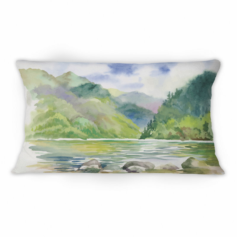 Coussin Beautiful Summer River Green Landscape III