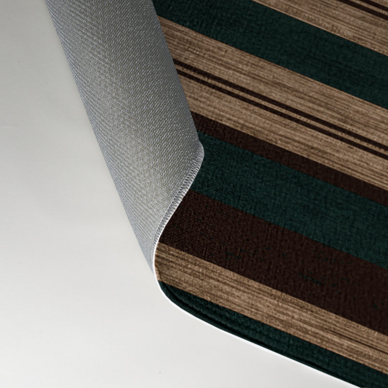 Tapis intérieur / extérieur brun HorizontalStripes, Rectangle 9 pi x 12 pi