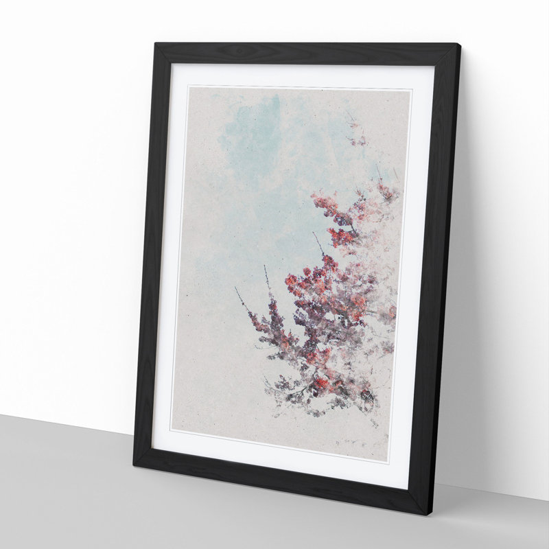 Branches of a Cherry Blossom Tree Watercolour - Picture Frame Graphic Art, 36cm H x 27cm W x 2cm D, Black