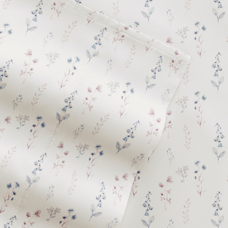 Twin Ivory Floral Microfiber Kids Sheet Set