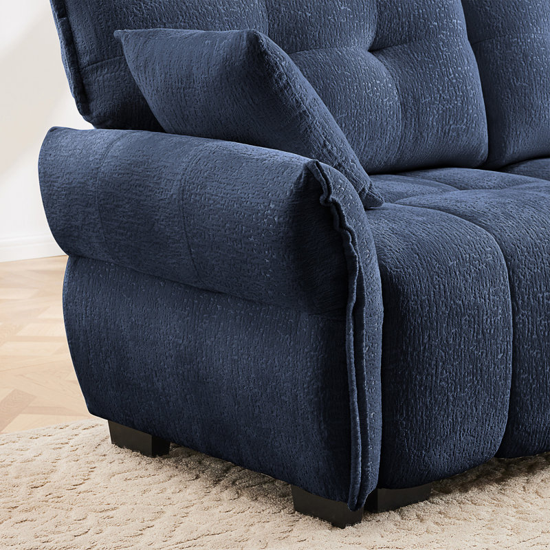 Ensemble de canapé 2 places avec 2 repose-pieds et coussins décoratifs en chenille moelleuse idéale pour un salon ou un dortoir