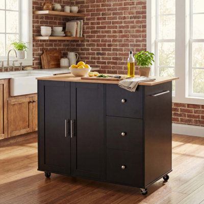 Mobile Kitchen Cart With Storage, Rolling Kitchen Island With 2 Doors, 3 Drawers & Adjustable Shelf, Utility Cart For Kitchen/Dining Room