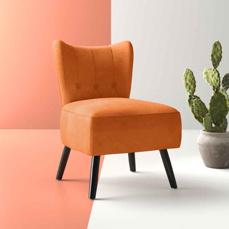 Dechane 22.5" Modern & Contemporary Accent Chair with Velvet Fabric Upholstery, Button-Tufted Back, Foam Over Pocket Coils