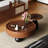 Walnut Solid + Manufactured Wood Round Coffee Table Sets-129492023