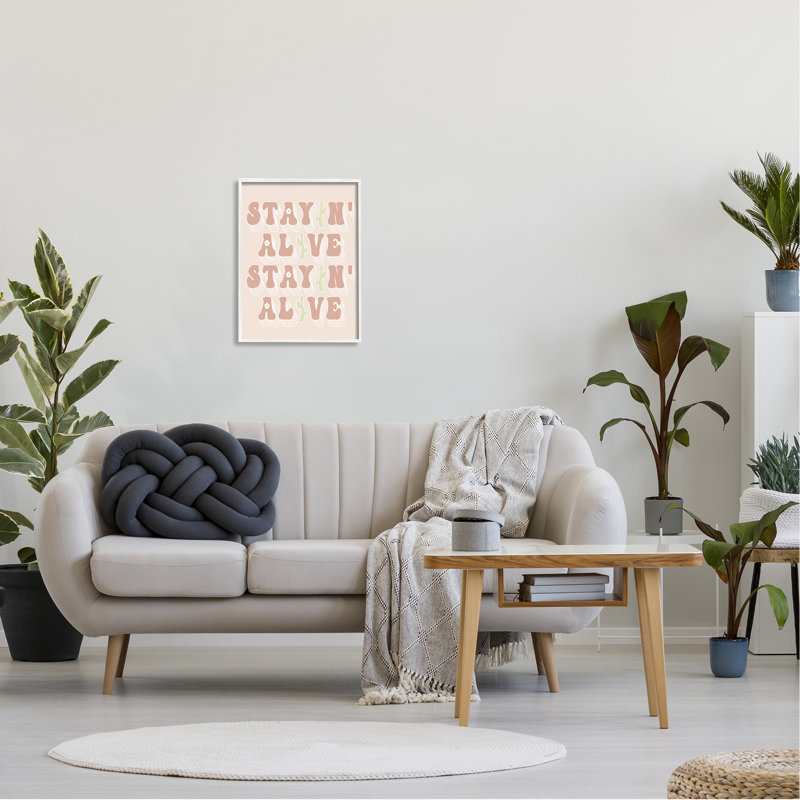 Stayin '' Alive Groovy Gardening Plant, L 16 po x H 20 po, Giclée encadrée blanc bord de mer