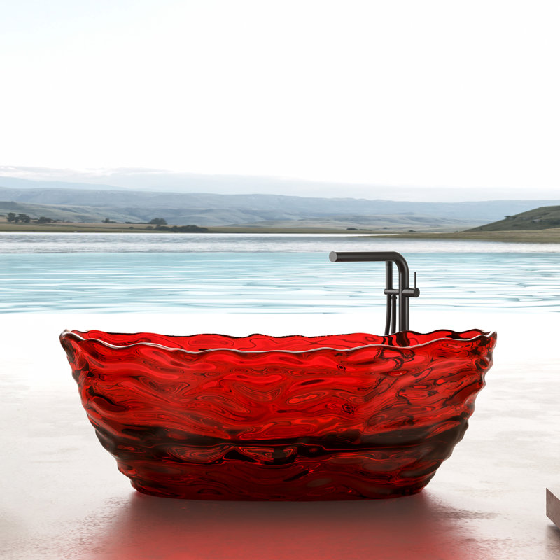 Baignoire autoportante 69 po. X 29,5 po., Résine pure rouge