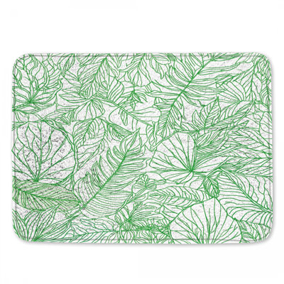 Green Leaf Line Art Bath Mat