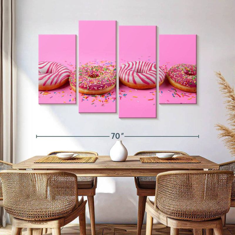 Yarlin Pastel Pink Doughnuts, 42" H x 68" W