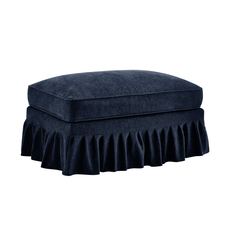 Blue Chenille With Elegant Ruffles And Soft Lumbar Support, Segmented , Curved Cushion, Chaise Lounge Arrangement Ruffles, High - Density Foam, Flower Shaped Back