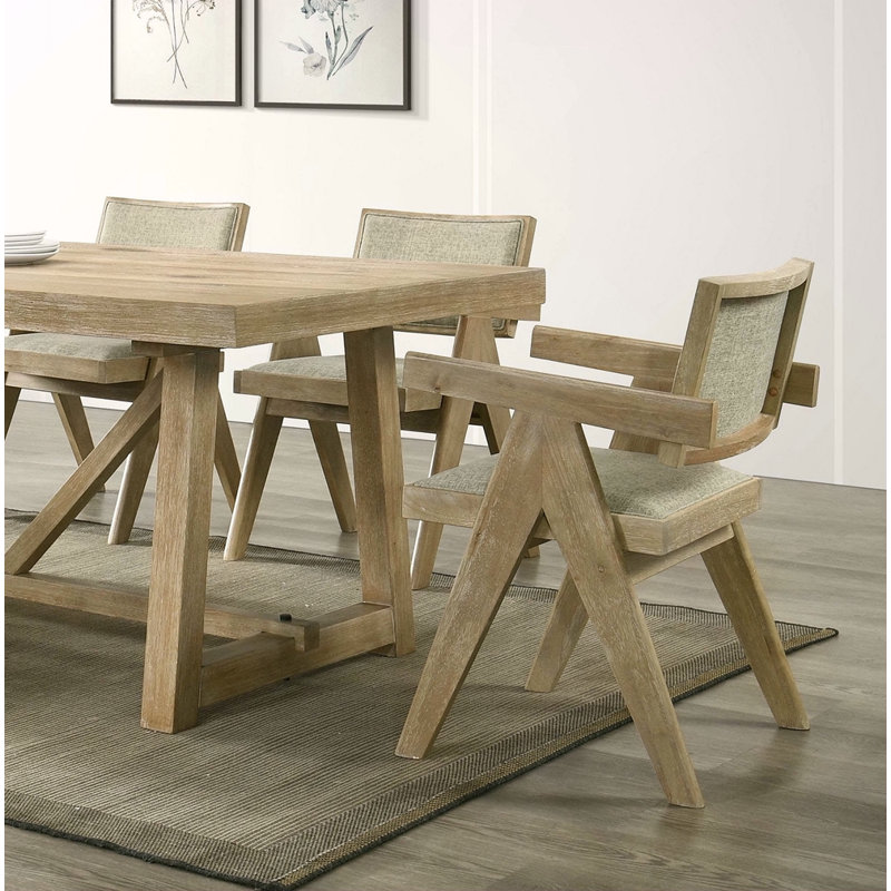 Chaises de salle à manger avec accoudoirs et revêtement en chêne et siège en polyester 2 pièces, Brun