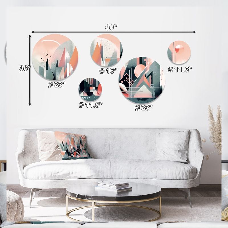Blue and Pink Embracing Cubism IV - Minimalism Metal Wall Décor