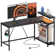 Nedyo 58.07'' LED Gaming Desk with Power Outlet, L-shaped Computer Desk with Monitor Stand