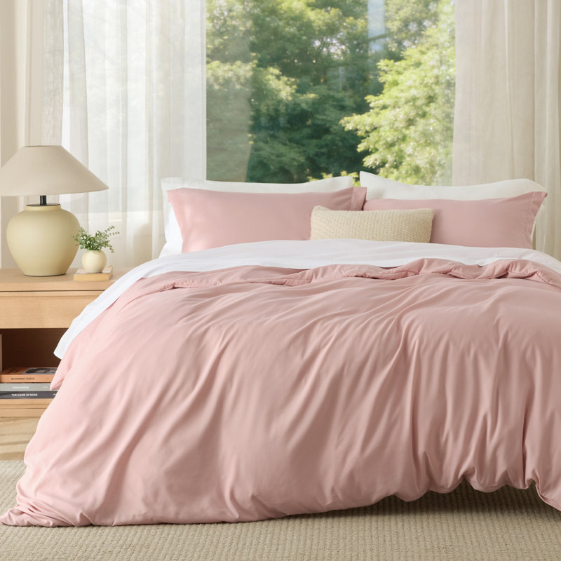 Bedsure Pale Blush Duvet Cover Full Size - Soft Double Brushed Bedding Set for Kids & Adults（Set of 3）, Pale Blush