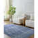 Geometric Machine Woven Polyester Area Rug in Ice Blue/Dark Blue/White