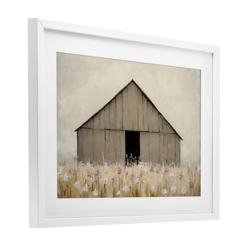 «Mute Barn in Meadow», reproduction encadrée sous verre, conception de Franklyn Gregory, H 14 po x l 20 po