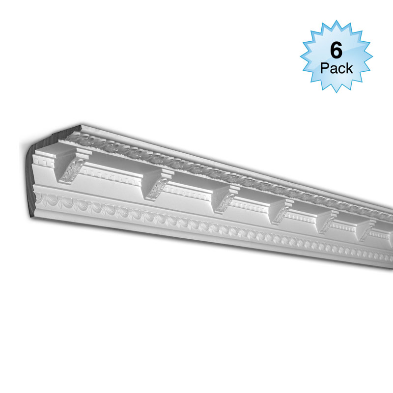 3-1/4 in x 3-1/2 in x 94-1/2 in Lamb's Tongue Polyurethane Crown Moulding Pro Pack 47 LF (Set of 6)
