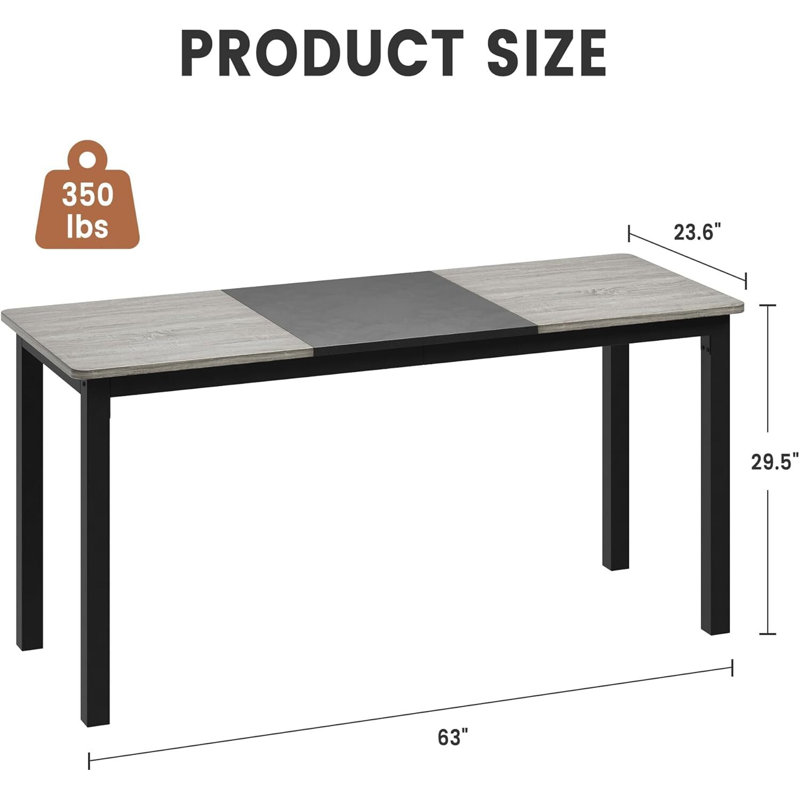 Bureau d'ordinateur, Gris, H 29,5 po x l 63 po x P 23,6 po