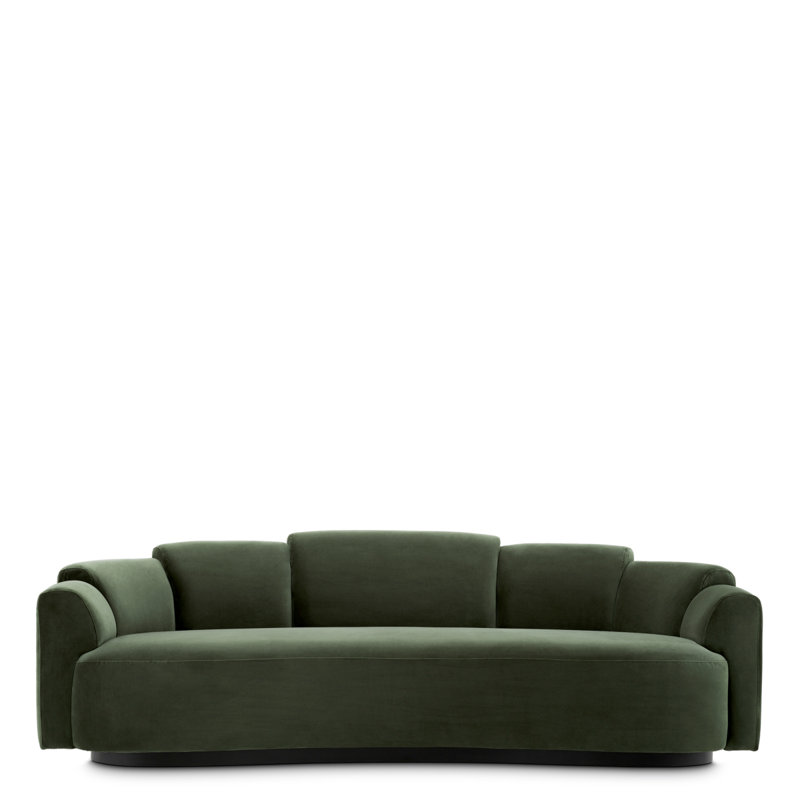 Sofa Marbella Torrin Green Velvet, 28.74" H x 91.34" W x 42.91" D