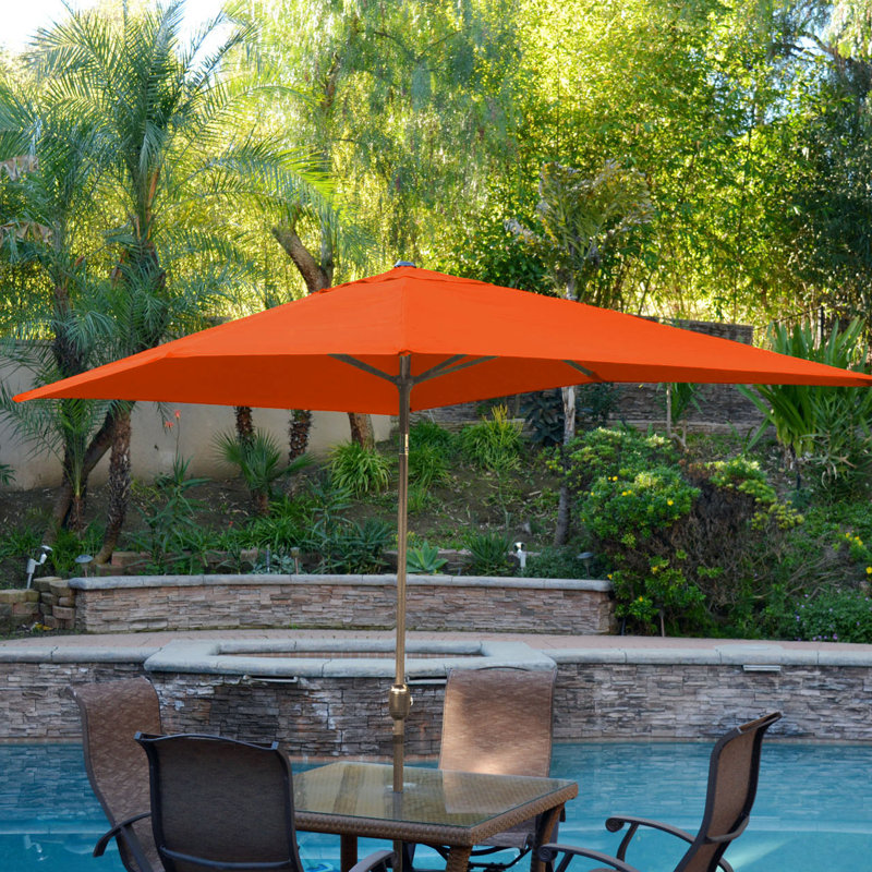 Parasol de marché rectangulaire 10 pi x 6,5 pi Norah, Orange, Bronze