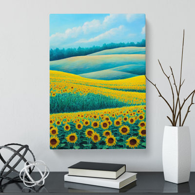 Schoharie Sunflower Field - Wrapped Canvas
