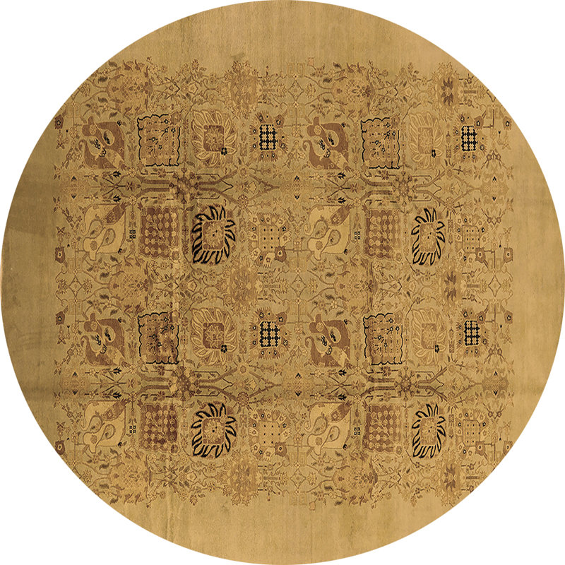 Jernice Oriental Indoor Rug, Round 4', Poly-Wool Blend