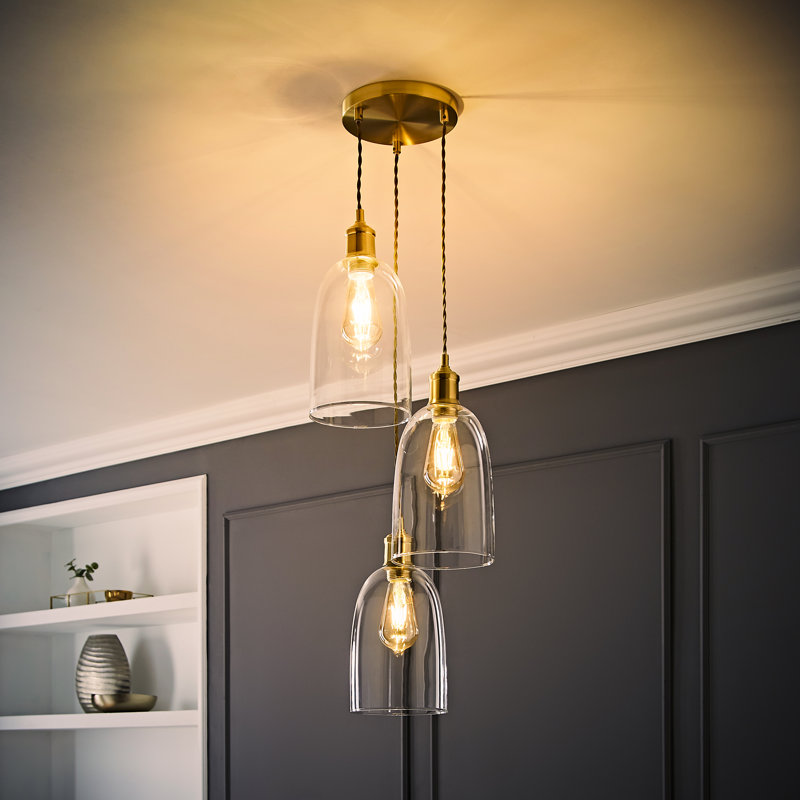 3 - Light Pendant, Brushed Gold