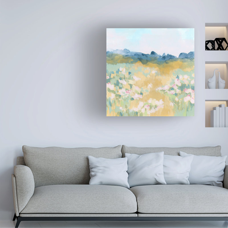 "Champ de fleurs d'ocre I" sur toile, H 18 po x l 18 po