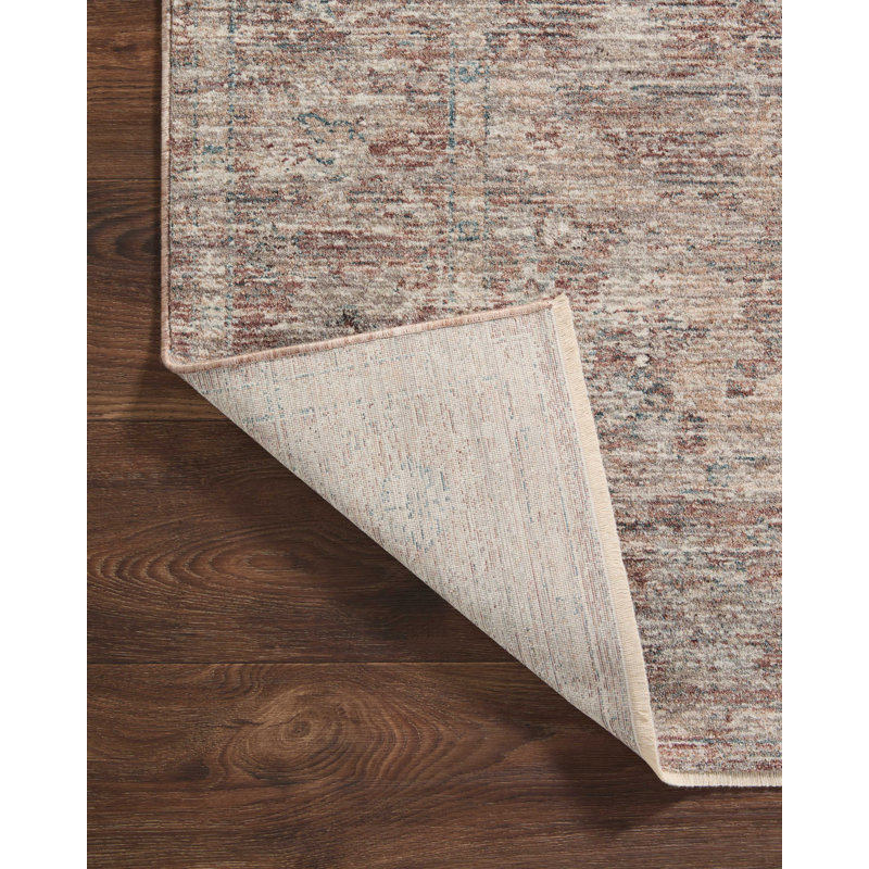 Millie Brick and Fog Floral Synthetic Area Rug 4x5