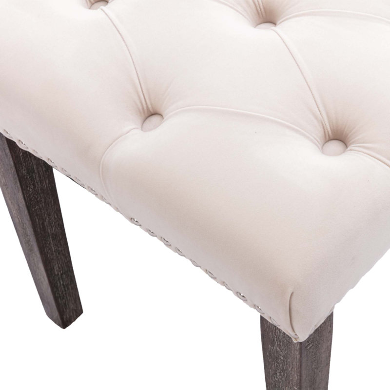 Banc rembourré et capitonné, Gris, Beige
