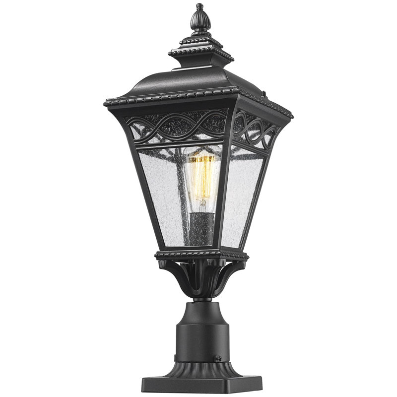 22 Inch Classic Post Light With Seeded Glass For Yard & Driveway